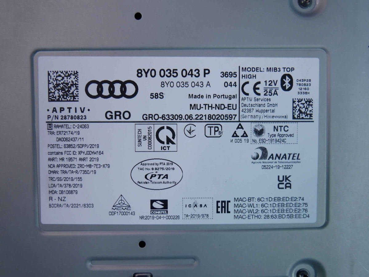 Jednostka MIB3 TOP NOWA OEM 8Y0035043P AUDI A3 S3 RS3 8Y