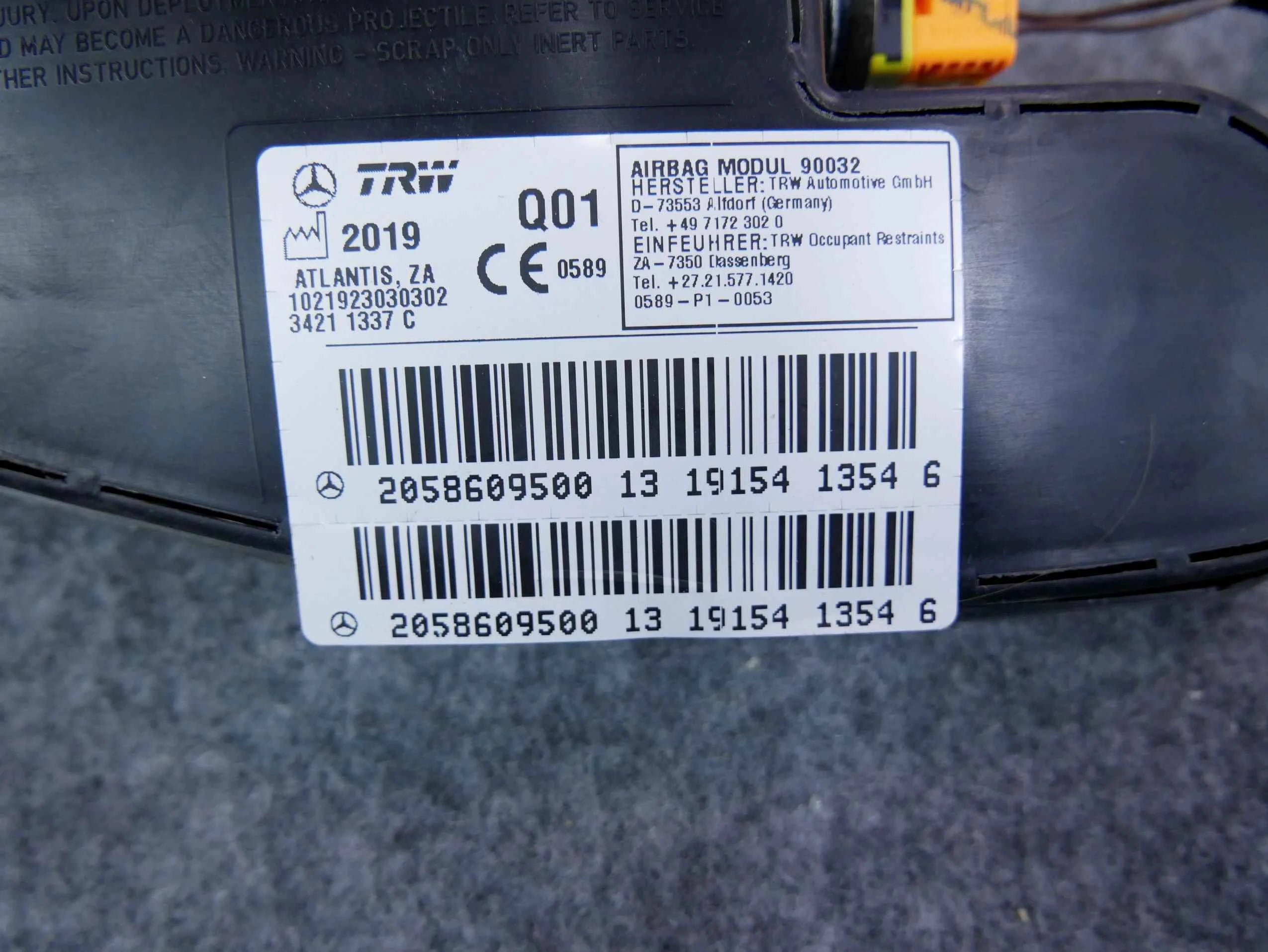 Airbag poduszka fotela lewa 2058609500 Mercedes C-klasa W205