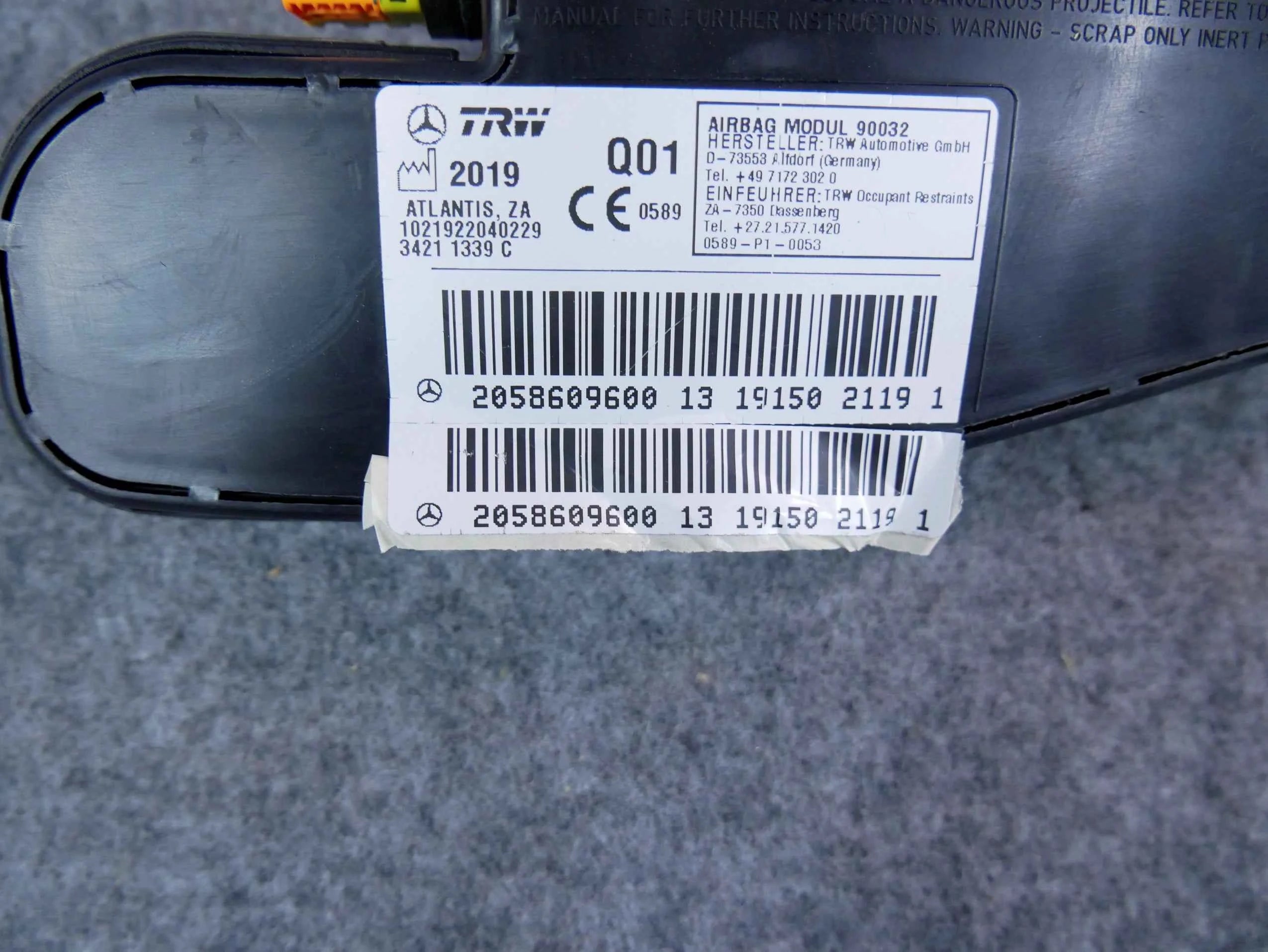 Airbag poduszka fotela prawa 2058609600 Mercedes C-klasa W205