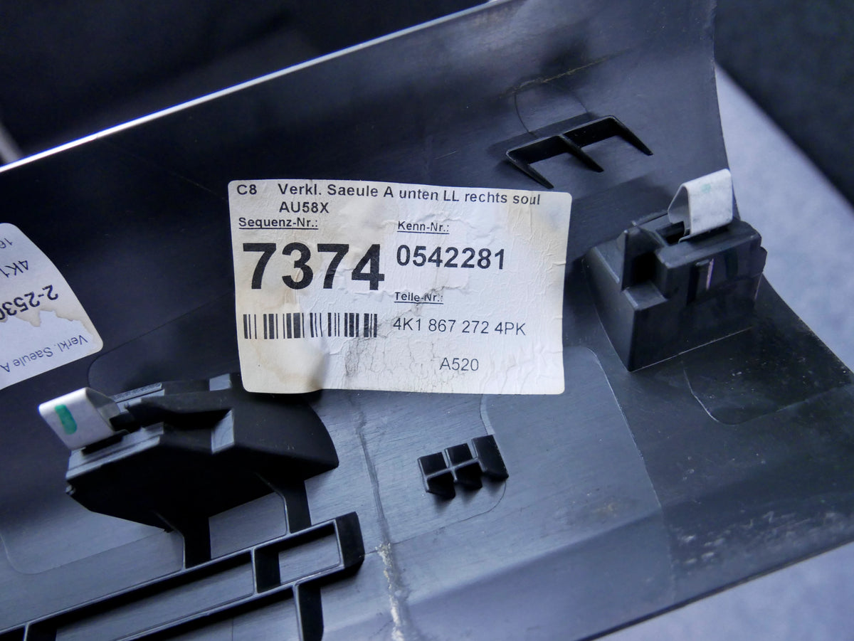 Słupek Słupek A Dół Prawy Pokrywa Tapicerka 4K1867272 Audi A6 C8 A7 4K