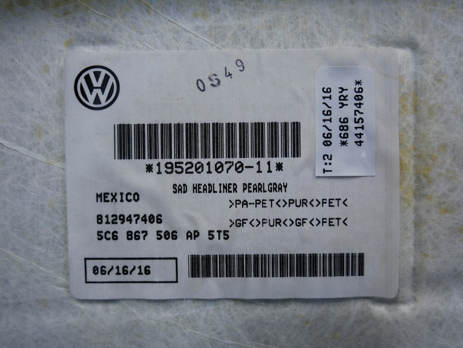 Podsufitka szyberdach 5C6867506AP JETTA IV LIFT
